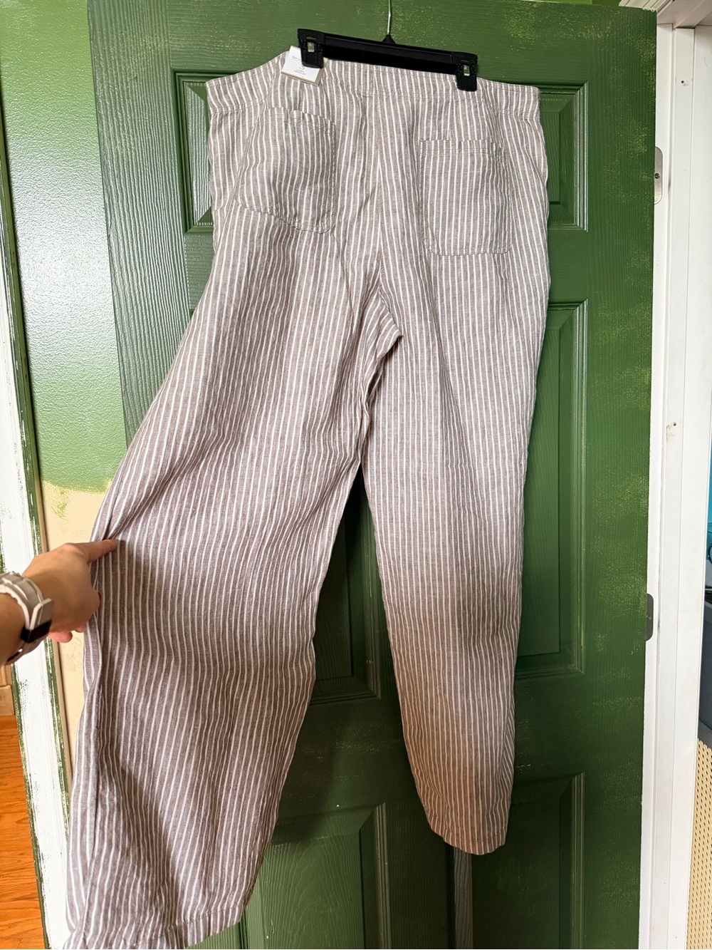 New Chico’s size 3 Lightweight Striped Wide-Leg Linen Pants Trousers - Picture 4 of 8